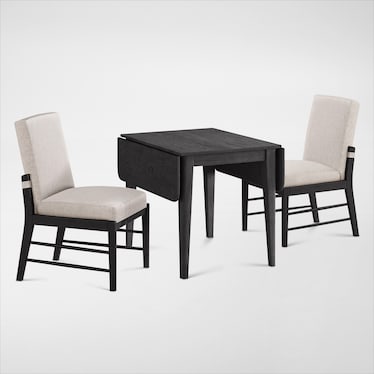 Hayward Solid Wood Small Extendable Dining Table & 2 Upholstered Chairs