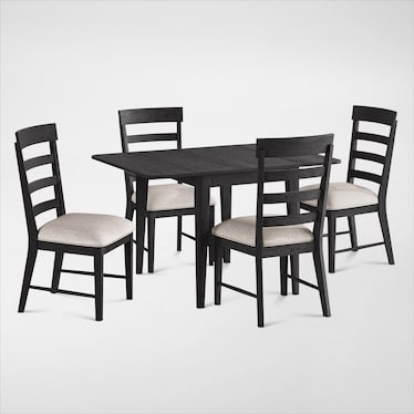 Hayward Solid Wood Small Extendable Dining Table & 4 Ladder-Back Chairs