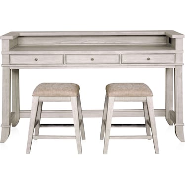 Hazel Gameday Console Table and 2 Stools - Water White