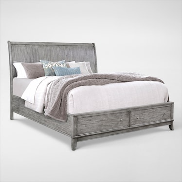 Hazel 5-Piece Queen Storage Bedroom Set with Dresser and Mirror - Gray