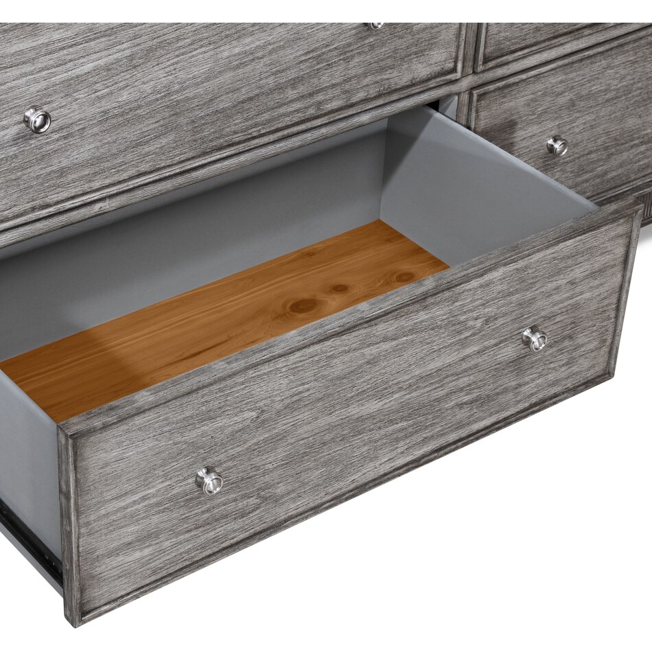 Hazel 6Piece Upholstered Bedroom Set with 2Drawer Nightstand, Dresser