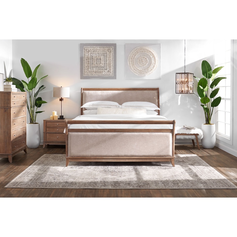 hazel light brown  pc queen bedroom   