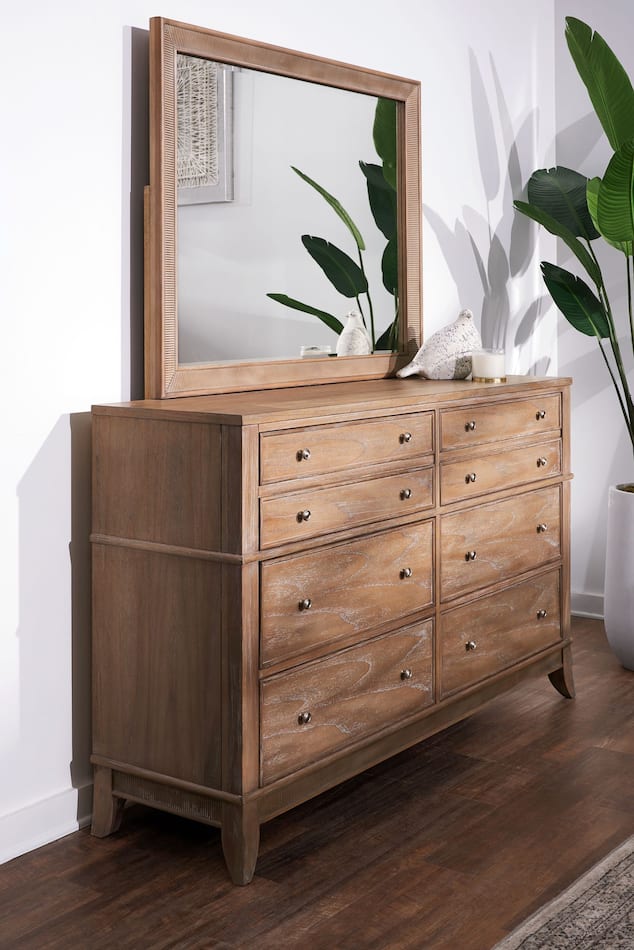 Hazel 6Piece Bedroom Set with 2Drawer Nightstand, Dresser and Mirror