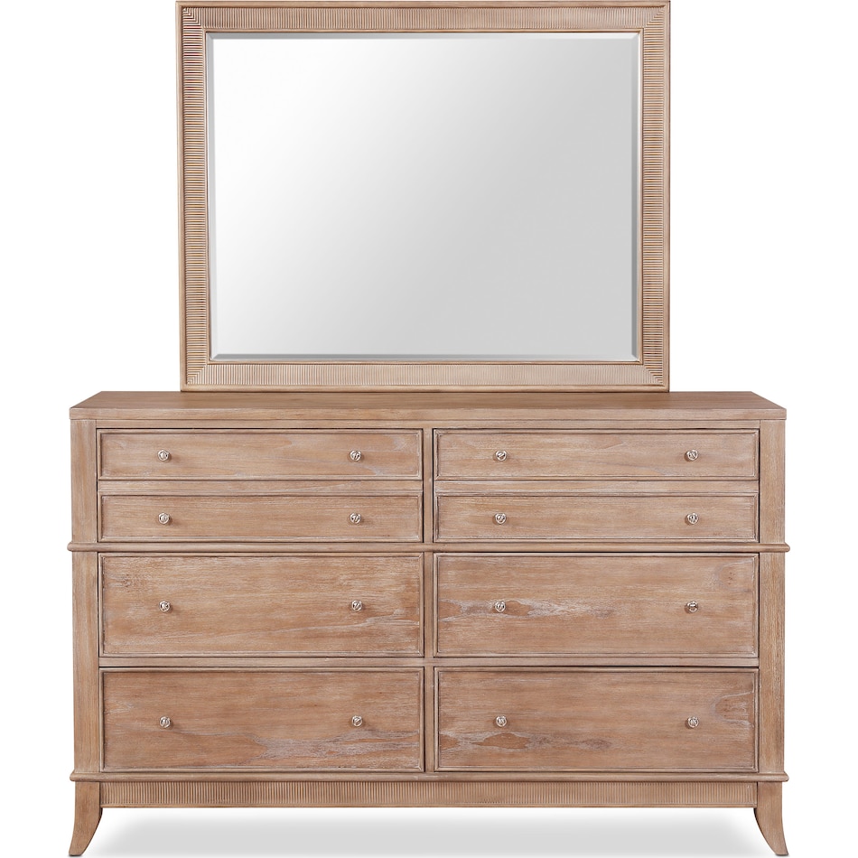 hazel light brown dresser and mirror   