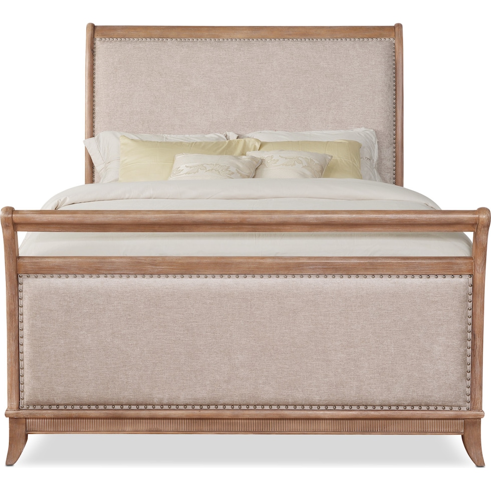 hazel light brown queen bed   