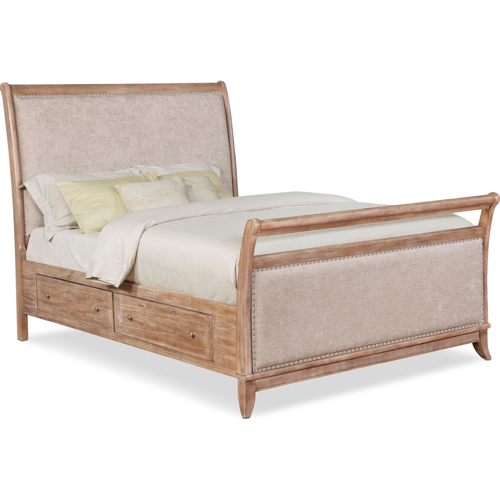 hazel light brown queen bed   