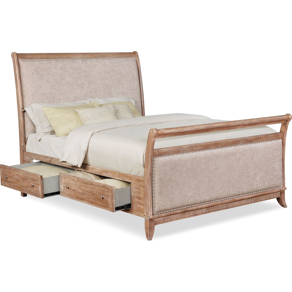 hazel light brown queen bed   