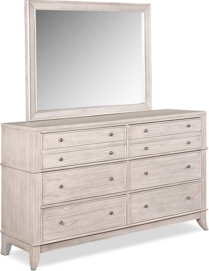 Hazel 6Piece Bedroom Set with 2Drawer Nightstand, Dresser and Mirror