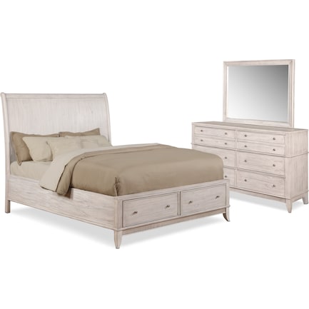 Hazel 5-Piece King Bedroom Set with Dresser and Mirror - Water White
