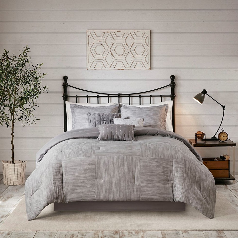 heiress gray queen bedding set   