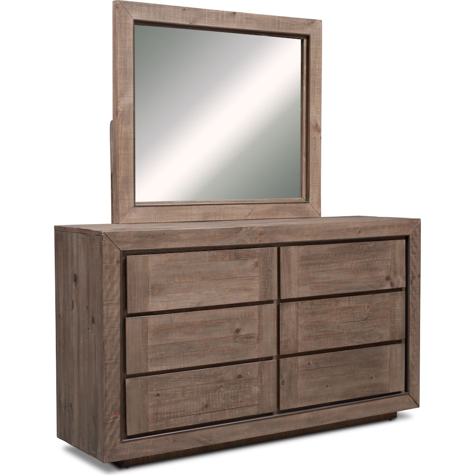henry dark brown dresser & mirror   