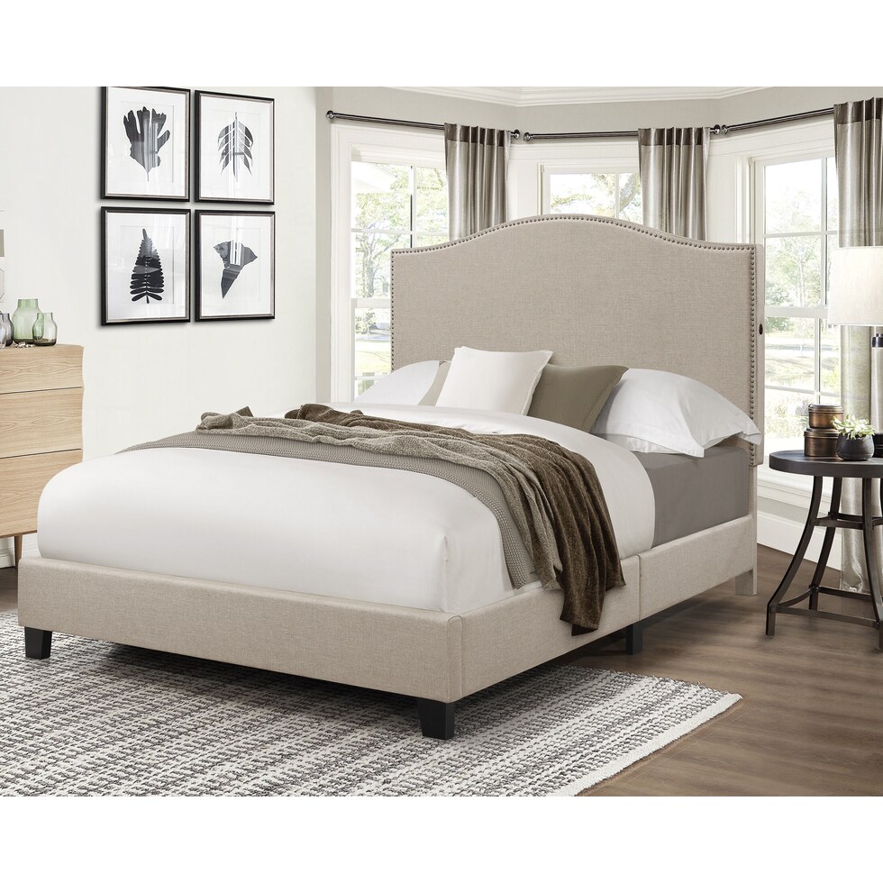 henson beige queen bed   