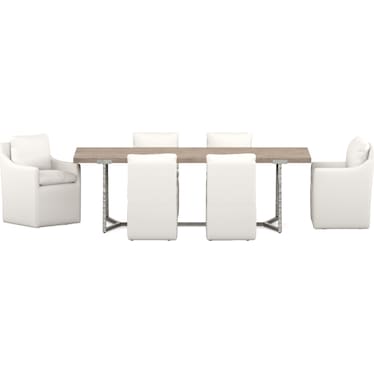 Heritage Dining Table with 4 Ballard Side Chairs and 2 Arm Chairs - Shell