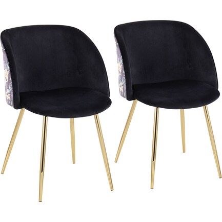 Hermione Set of 2 Chairs - Gold/Black