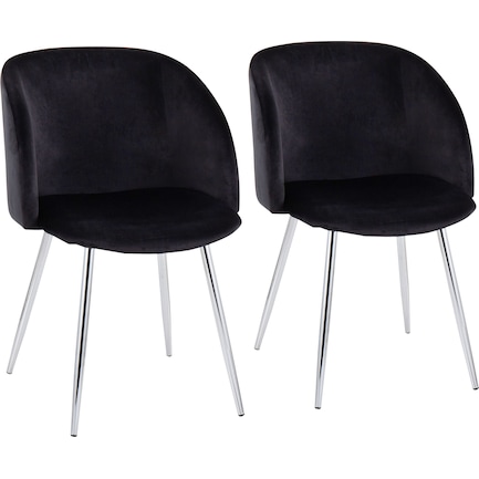 Hermione Set of 2 Dining Chairs - Chrome/Black