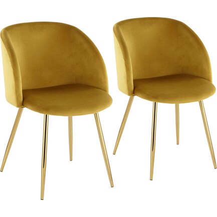 Hermione Set of 2 Dining Chairs - Gold/Yellow