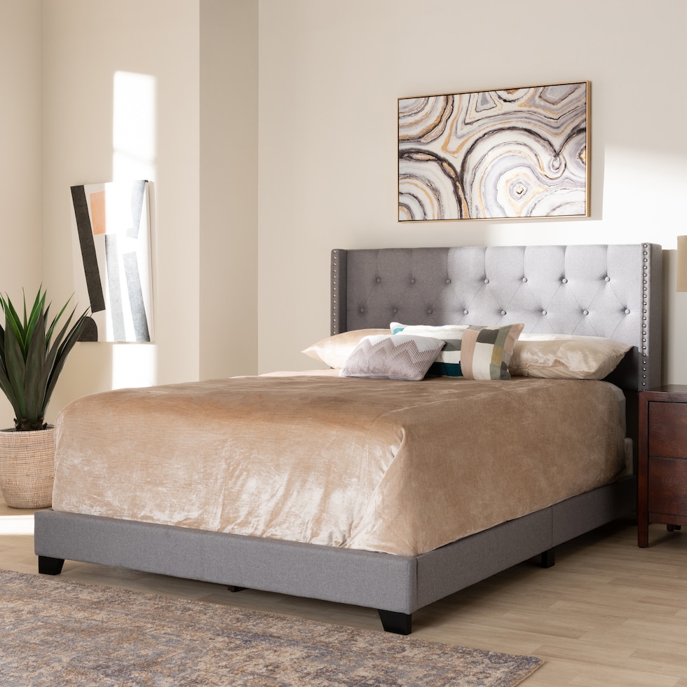 heston gray queen bed   