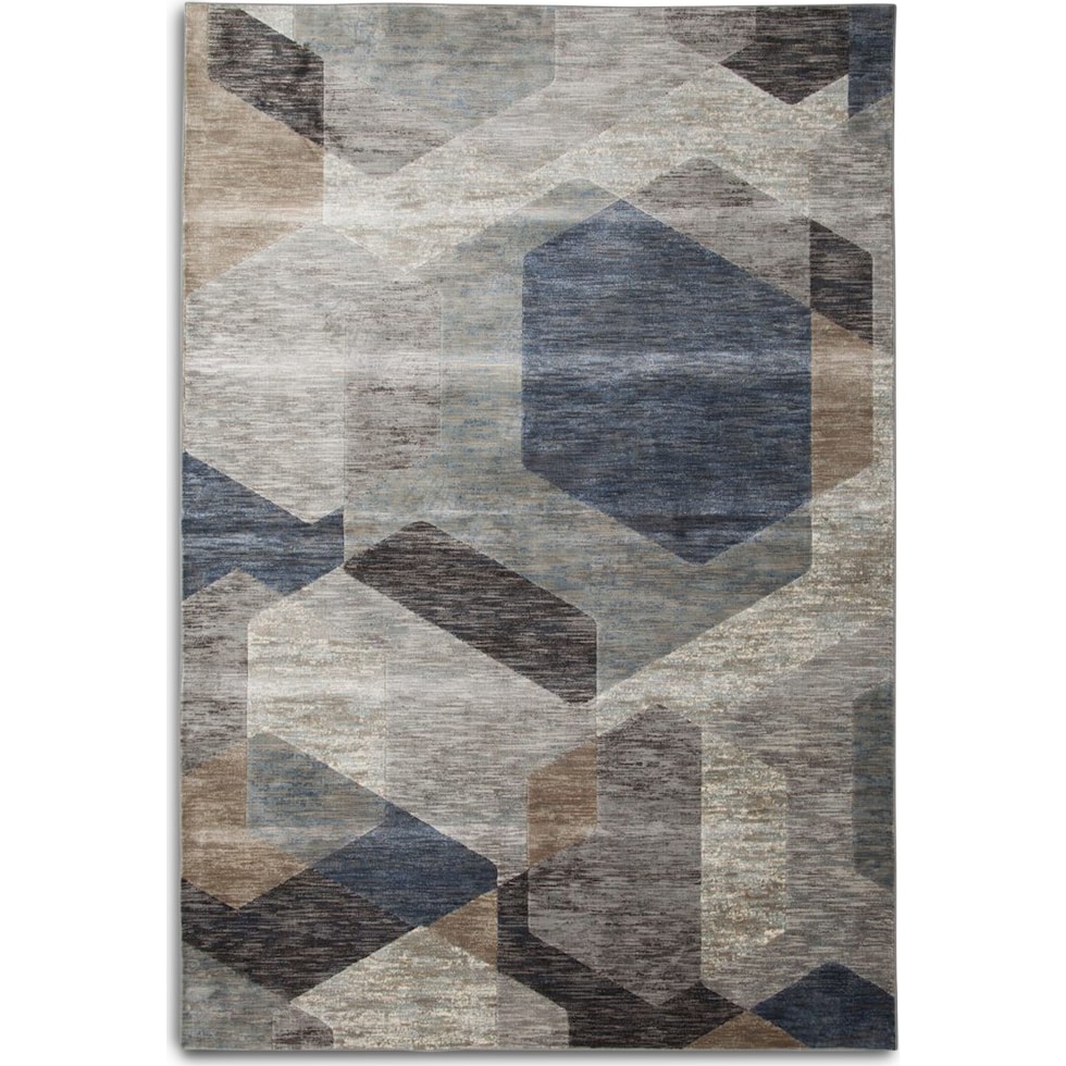 hexa blue area rug  x    