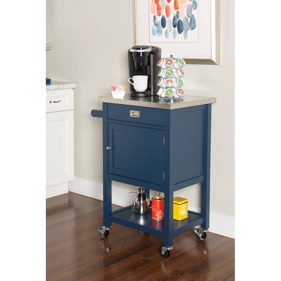 highland blue kitchen cart   