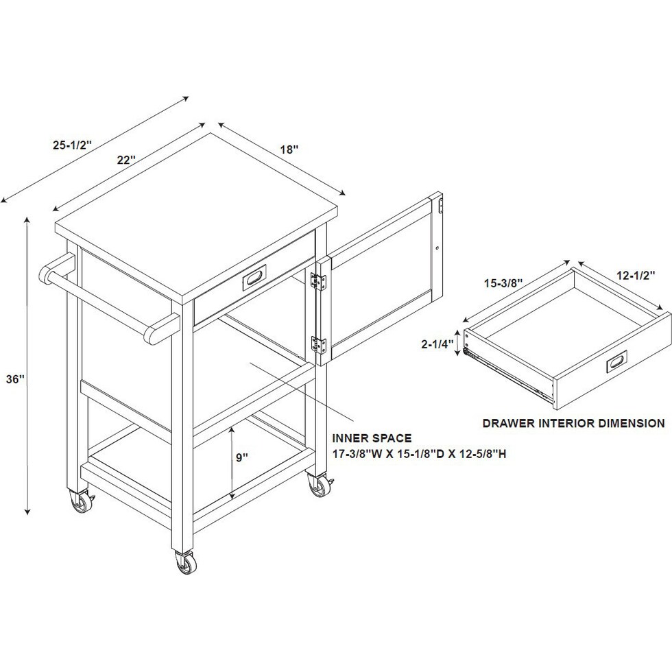 highland blue kitchen cart   