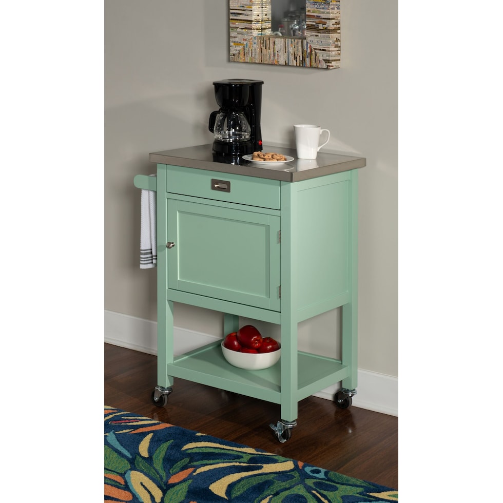 highland green kitchen cart   