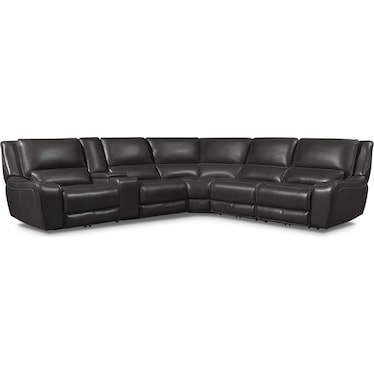 Holden 6-Piece Dual-Power Reclining Sectional with 3 Reclining Seats - Gray