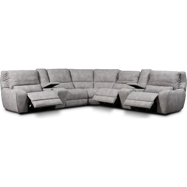 Holden 7-Piece Dual-Power Reclining Sectional with 3 Reclining Seats - Stone