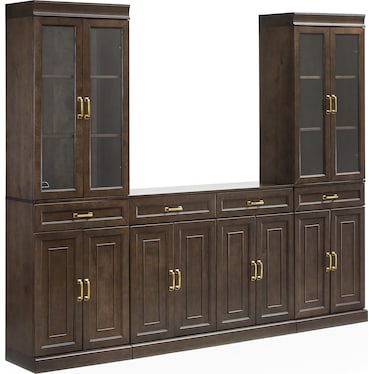 Honnaly 2 Pantries with Glass Doors and Sideboard Set