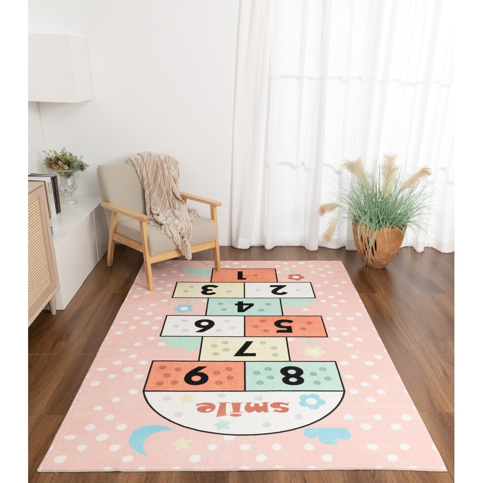 hopscotch pink area rug  x    