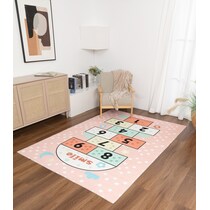 hopscotch pink area rug  x    