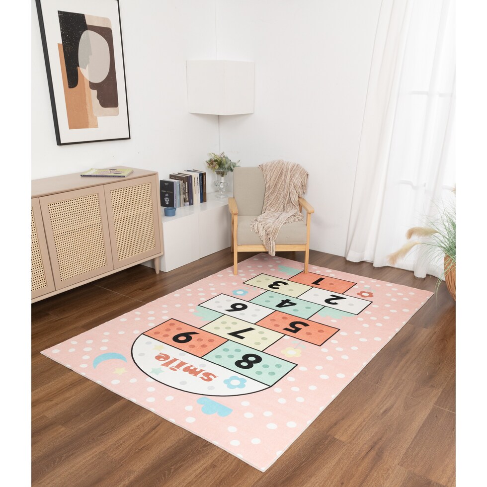 hopscotch pink area rug  x    