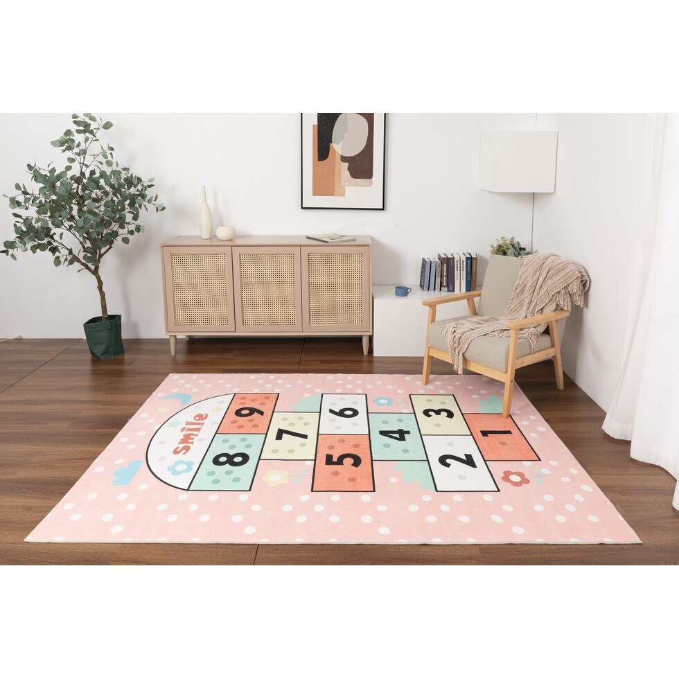 hopscotch pink area rug  x    