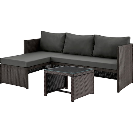Houston Outdoor Sectional and Coffee Table - Gray