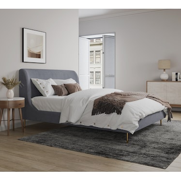 Hudgens Full Upholstered Platform Bed - Grey