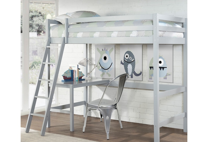 hudson gray twin loft bed with desk   