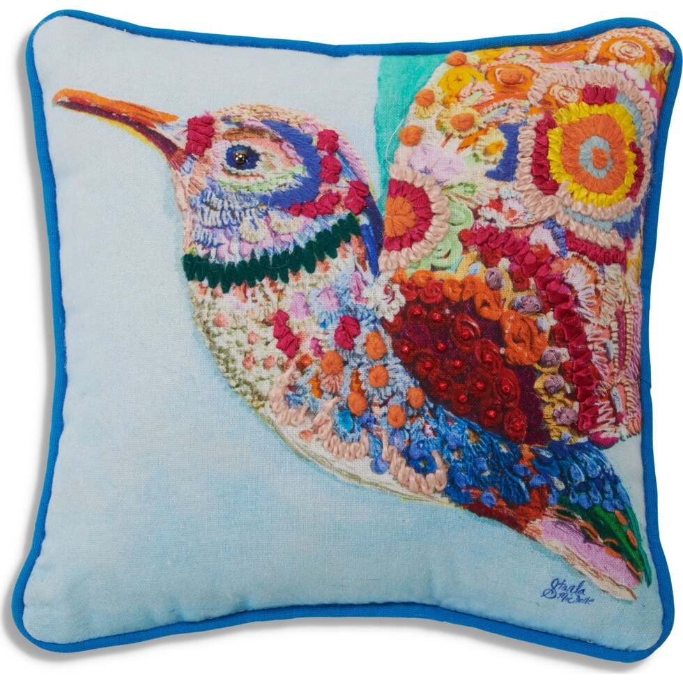 hummingbird multicolor pillow   