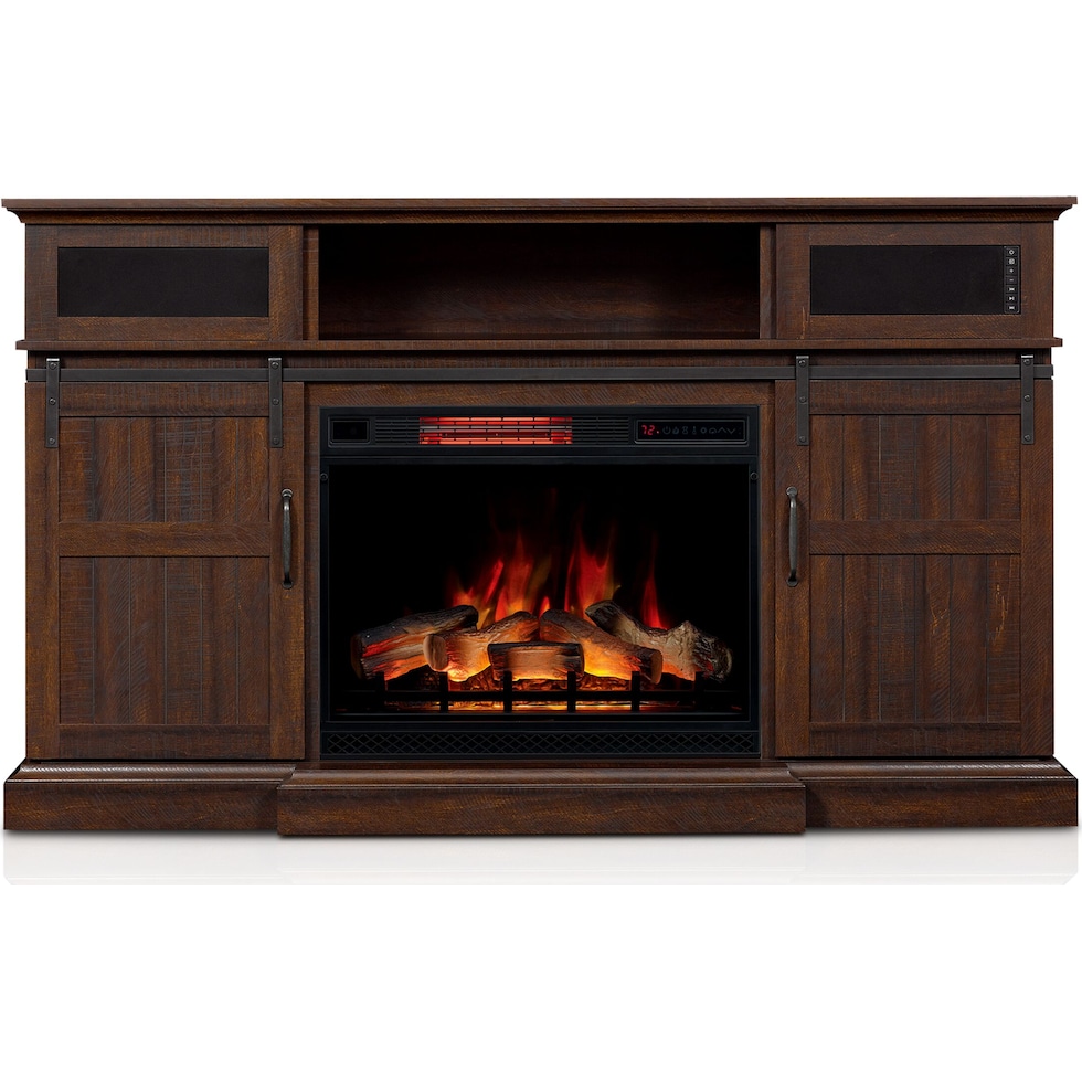 hunter dark brown fireplace tv stand   