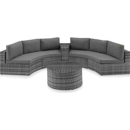 Huntington 3-Piece Outdoor Sectional and Coffee Table Set - Gray