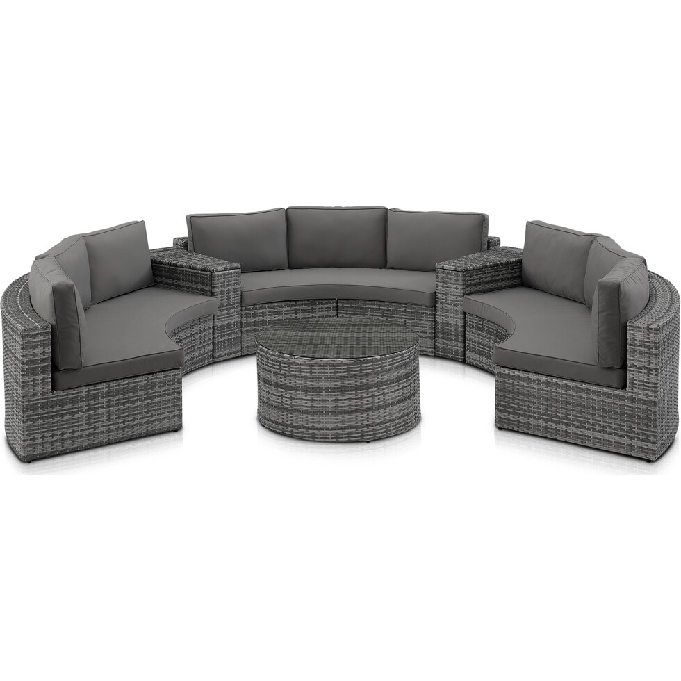 huntington gray outdoor sectional set   