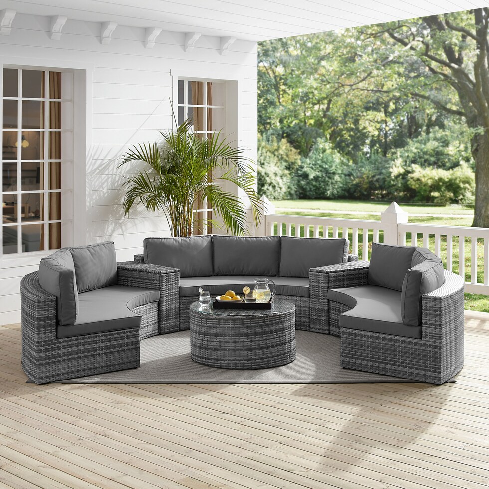 huntington gray outdoor sectional set   