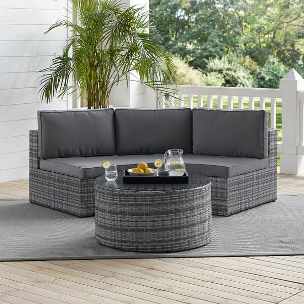 Huntington Outdoor Sofa and Coffee Table Set Gray American