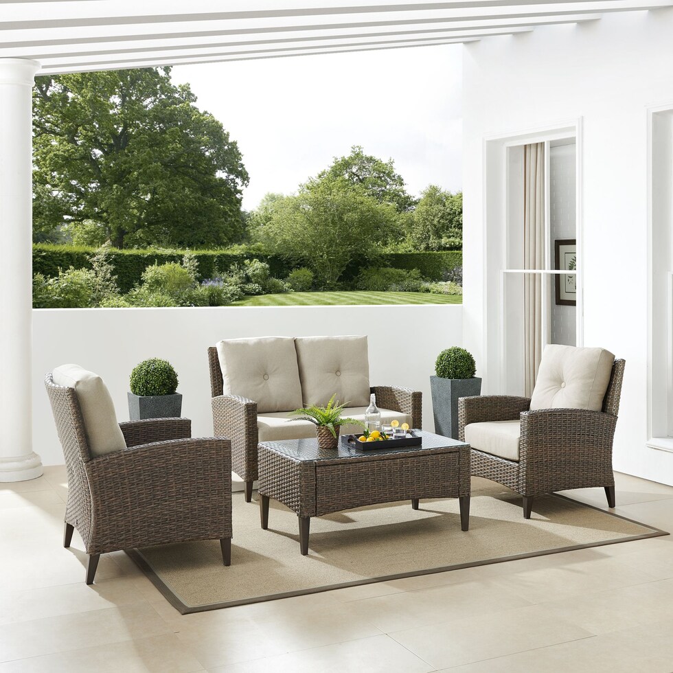 huron light brown outdoor chair set   