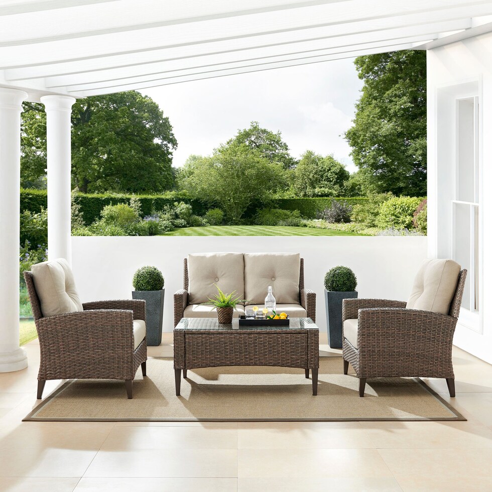 huron light brown outdoor chair set   