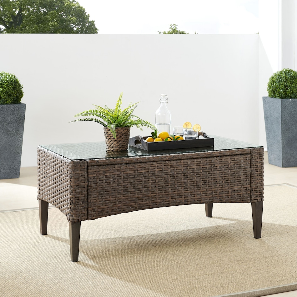 huron light brown outdoor coffee table   