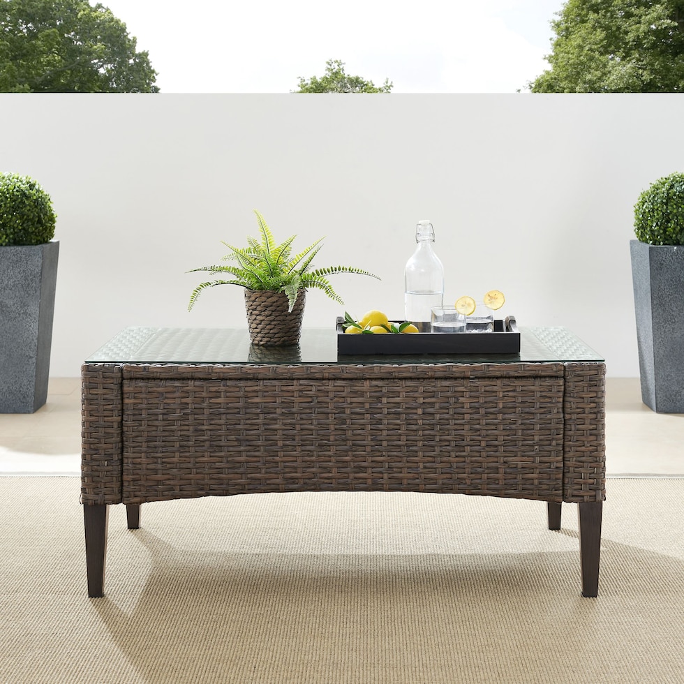 huron light brown outdoor coffee table   