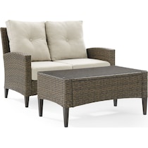 huron light brown outdoor loveseat set   