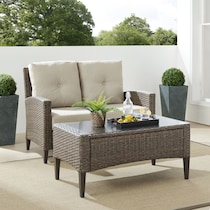 huron light brown outdoor loveseat set   