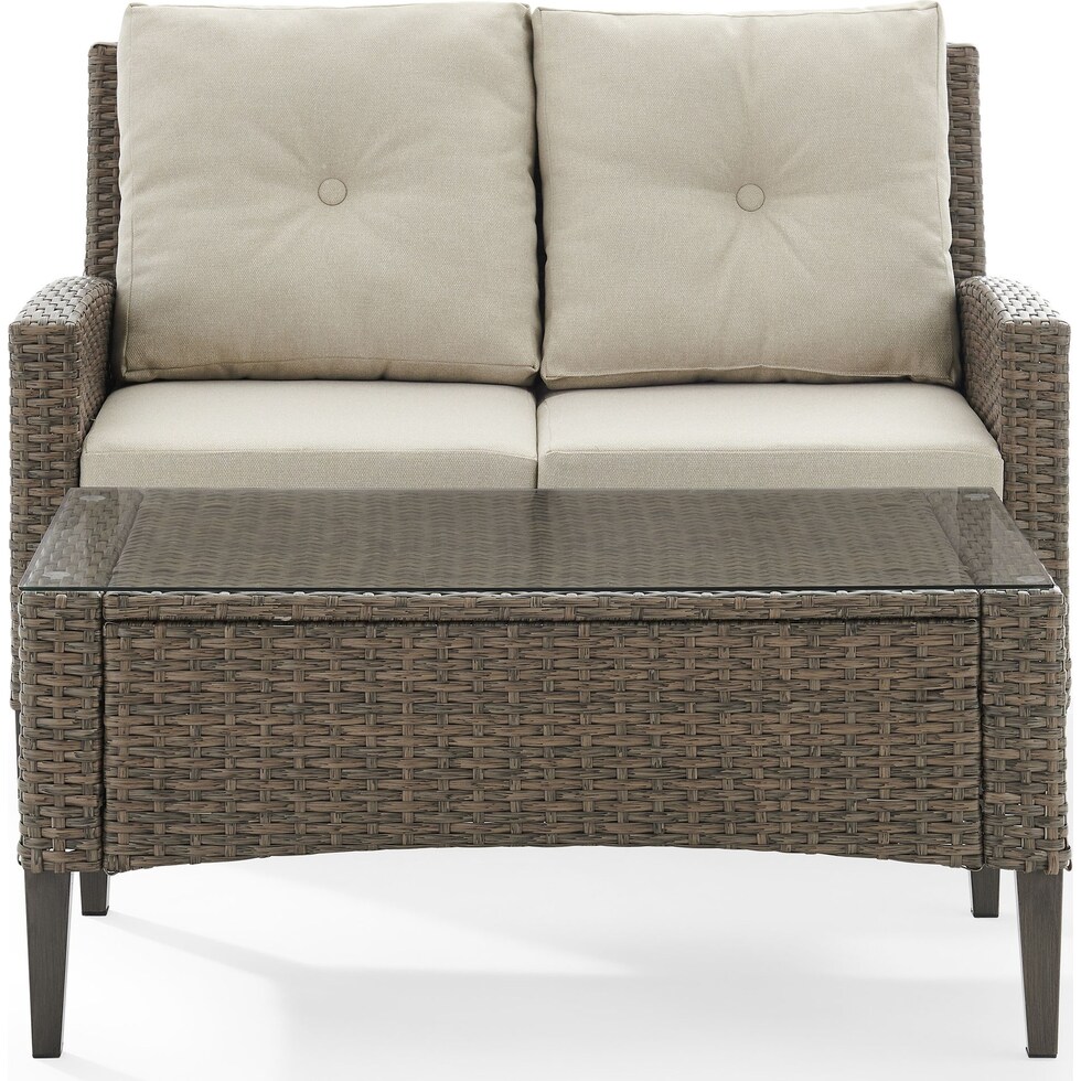huron light brown outdoor loveseat set   