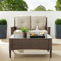 huron light brown outdoor loveseat set   
