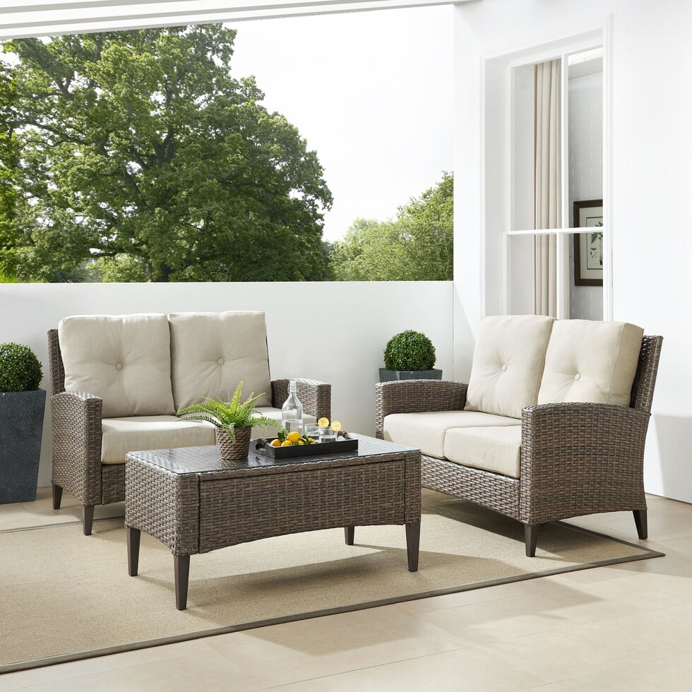 huron light brown outdoor loveseat set   